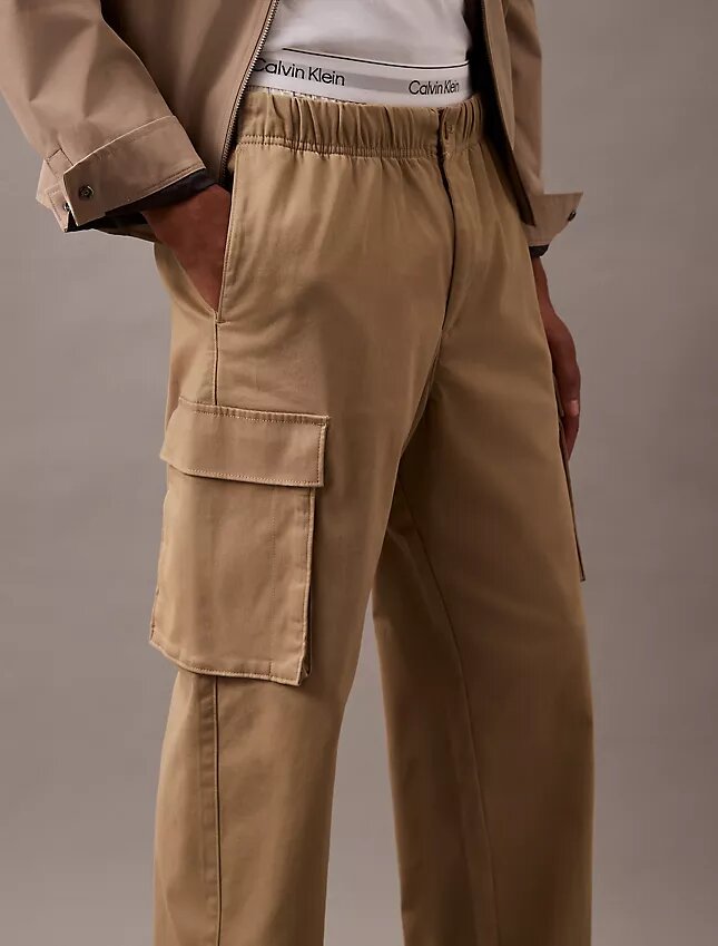 Pantalones cargo rectos de algodón elástico Pantalones cargo rectos de algodón elástico