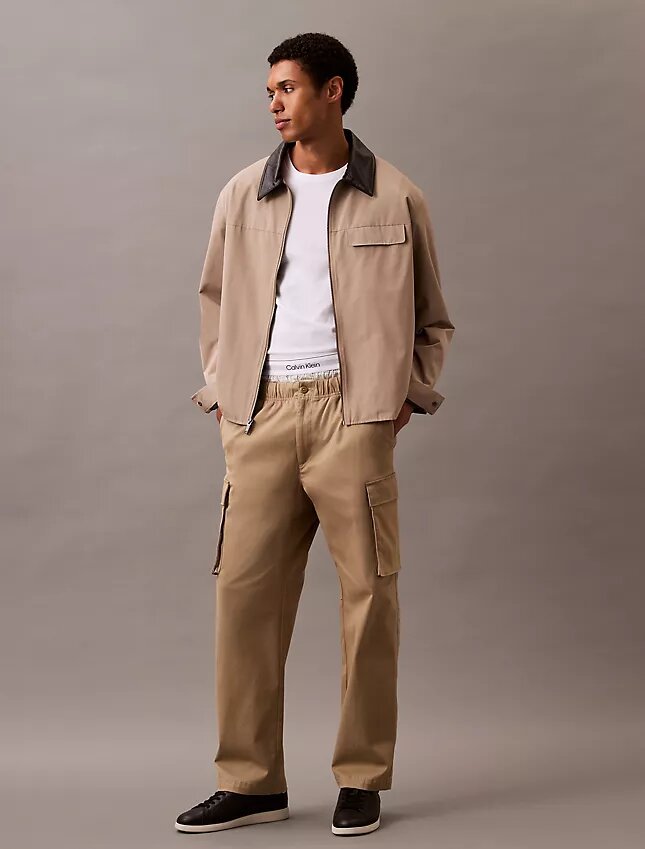 Pantalones cargo rectos de algodón elástico Pantalones cargo rectos de algodón elástico