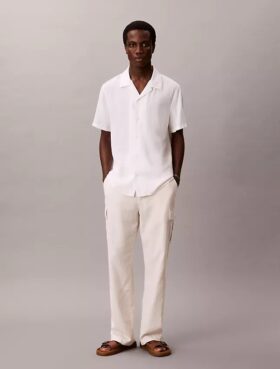 Pantalones cargo rectos holgados de lino y algodón