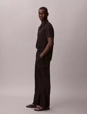 Pantalones cargo rectos holgados de lino y algodón Pantalones cargo rectos holgados de lino y algodón