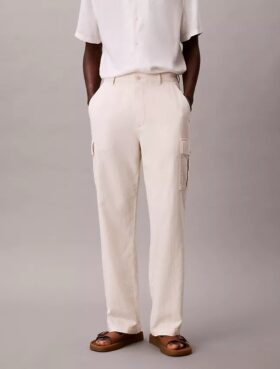 Pantalones cargo rectos holgados de lino y algodón