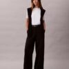 Pantalones chinos de algodón elástico de pierna ancha