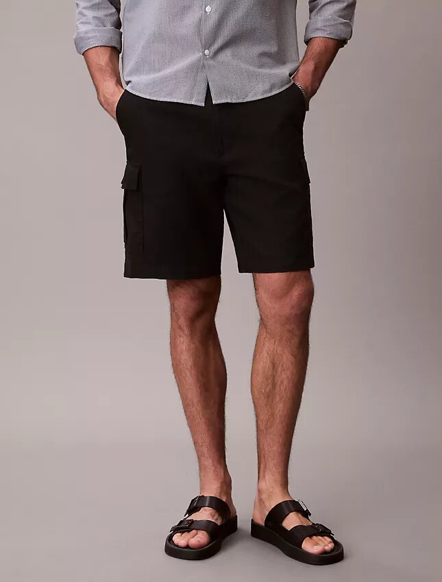 Pantalones cortos cargo de mezcla de lino Pantalones cortos cargo de mezcla de lino