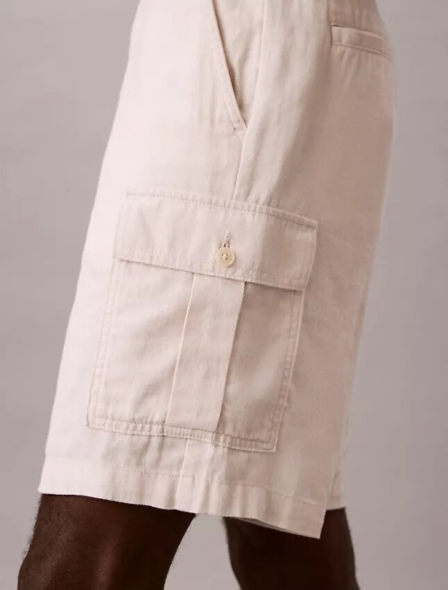 Pantalones cortos cargo de mezcla de lino Pantalones cortos cargo de mezcla de lino