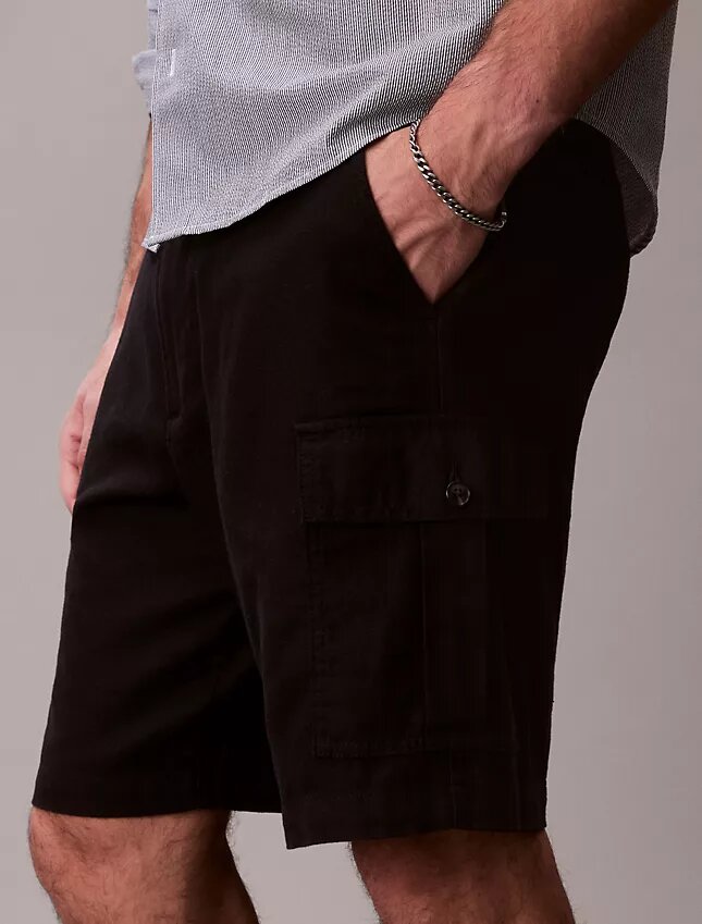 Pantalones cortos cargo de mezcla de lino Pantalones cortos cargo de mezcla de lino