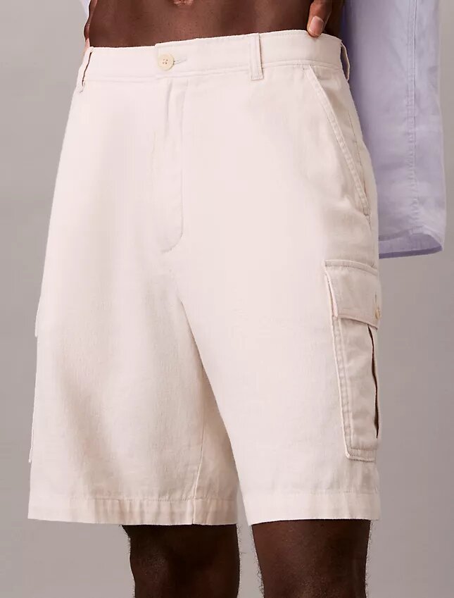 Pantalones cortos cargo de mezcla de lino Pantalones cortos cargo de mezcla de lino