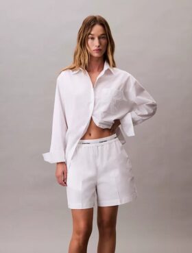 Pantalones cortos de algodón con cintura con logotipo