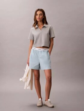 Pantalones cortos de algodón con cintura con logotipo