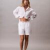 Pantalones cortos de algodón con cintura con logotipo Pantalones cortos de algodón con cintura con logotipo