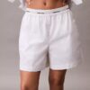 Pantalones cortos de algodón con cintura con logotipo Pantalones cortos de algodón con cintura con logotipo