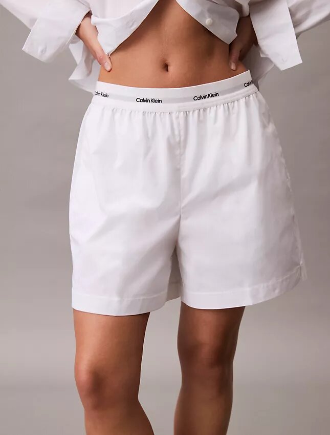 Pantalones cortos de algodón con cintura con logotipo Pantalones cortos de algodón con cintura con logotipo
