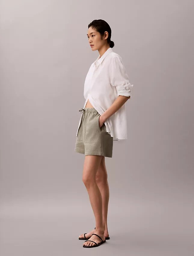 Pantalones cortos de doble gasa sin cremallera Pantalones cortos de doble gasa sin cremallera