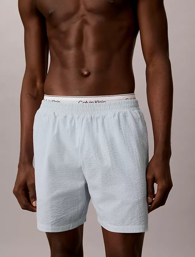 Pantalones cortos de dormir de seersucker Pantalones cortos de dormir de seersucker