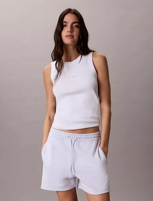 Pantalones cortos de felpa con cinta con el logotipo Pantalones cortos de felpa con cinta con el logotipo