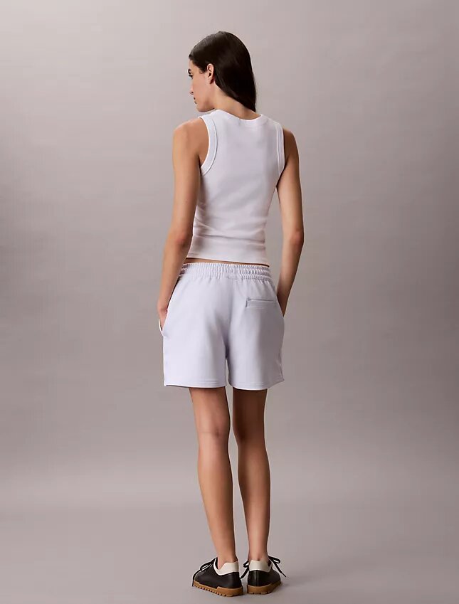 Pantalones cortos de felpa con cinta con el logotipo Pantalones cortos de felpa con cinta con el logotipo