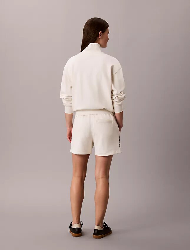 Pantalones cortos de felpa con cinta con el logotipo Pantalones cortos de felpa con cinta con el logotipo