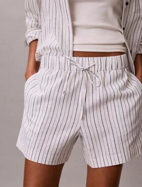 Pantalones cortos de lino y algodón