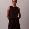 Pantalones cortos de lino y algodón sin cremallera Pantalones cortos de lino y algodón sin cremallera