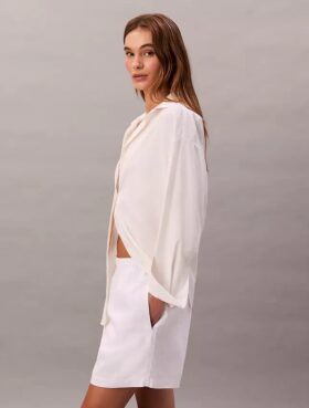 Pantalones cortos de lino y algodón sin cremallera