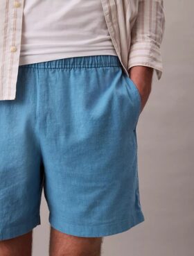 Pantalones cortos de lino y algodón sin cremallera