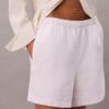 Pantalones cortos de lino y algodón sin cremallera Pantalones cortos de lino y algodón sin cremallera