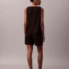 Pantalones cortos de lino y algodón sin cremallera Pantalones cortos de lino y algodón sin cremallera