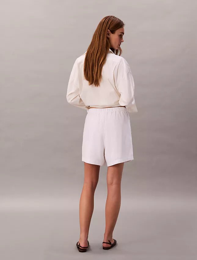 Pantalones cortos de lino y algodón sin cremallera Pantalones cortos de lino y algodón sin cremallera