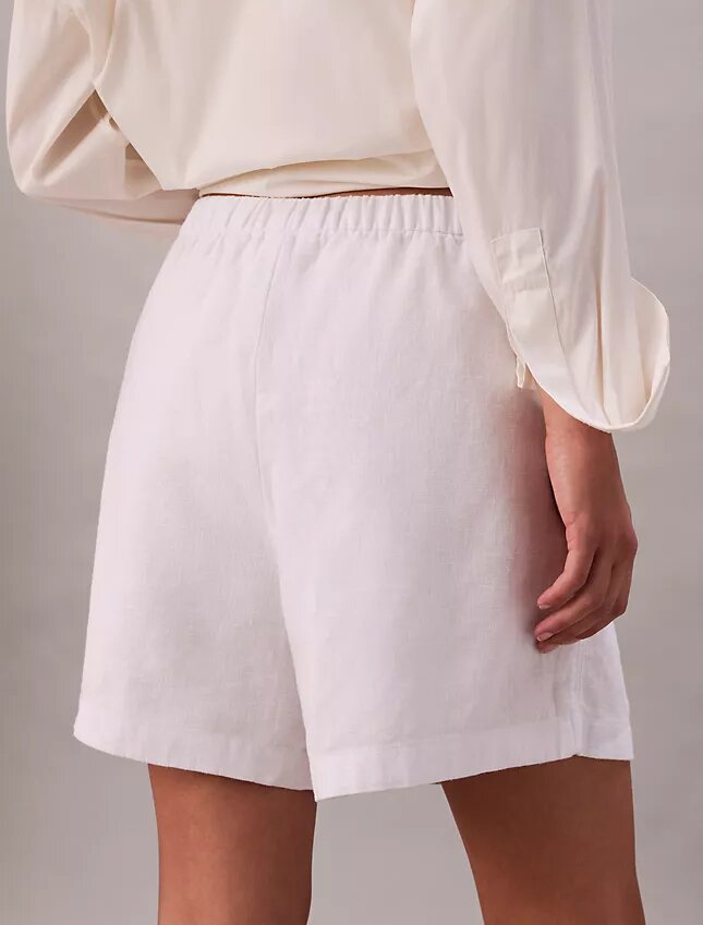 Pantalones cortos de lino y algodón sin cremallera Pantalones cortos de lino y algodón sin cremallera