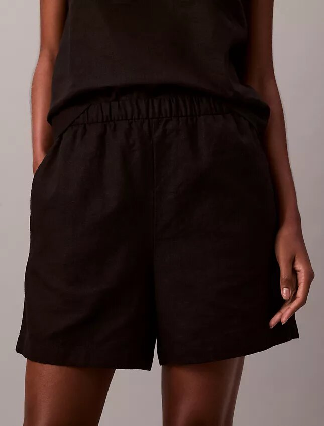 Pantalones cortos de lino y algodón sin cremallera Pantalones cortos de lino y algodón sin cremallera
