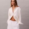 Pantalones cortos de lino y algodón sin cremallera Pantalones cortos de lino y algodón sin cremallera