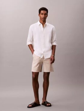 Pantalones cortos de mezcla de lino a rayas