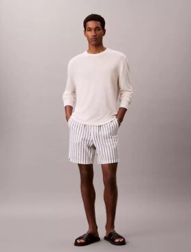 Pantalones cortos de mezcla de lino a rayas