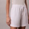Pantalones cortos de mezcla de lino sin cremallera Pantalones cortos de mezcla de lino sin cremallera
