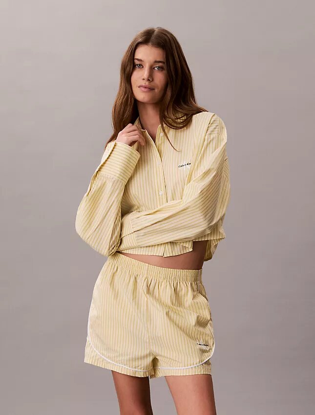 Pantalones cortos de pijama de popelín de algodón Pantalones cortos de pijama de popelín de algodón