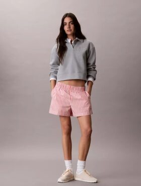 Pantalones cortos de popelín de algodón a rayas