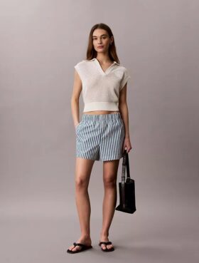 Pantalones cortos de popelín de algodón a rayas
