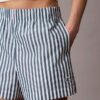Pantalones cortos de popelín de algodón a rayas Pantalones cortos de popelín de algodón a rayas