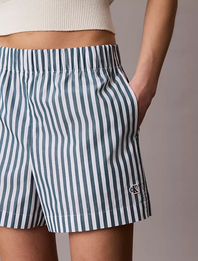 Pantalones cortos de popelín de algodón a rayas Pantalones cortos de popelín de algodón a rayas