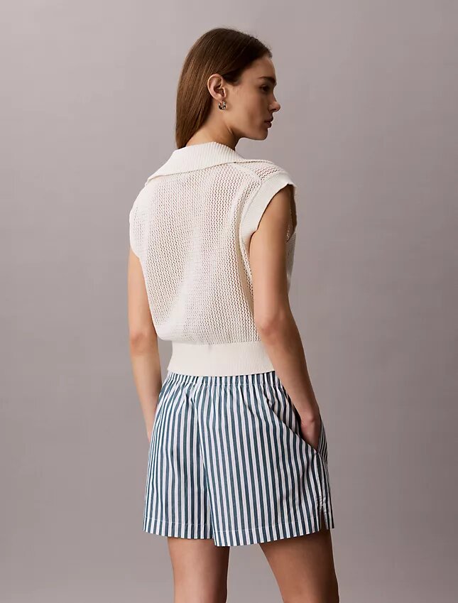 Pantalones cortos de popelín de algodón a rayas Pantalones cortos de popelín de algodón a rayas