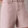 Pantalones cortos de talle alto y corte acampanado teñidos en prenda Pantalones cortos de talle alto y corte acampanado teñidos en prenda
