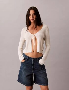 Pantalones cortos Denim de corte A con dobladillo enrollado
