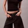 Pantalones cortos Denim de corte A con dobladillo enrollado Pantalones cortos Denim de corte A con dobladillo enrollado