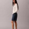 Pantalones cortos Denim de corte A con dobladillo enrollado