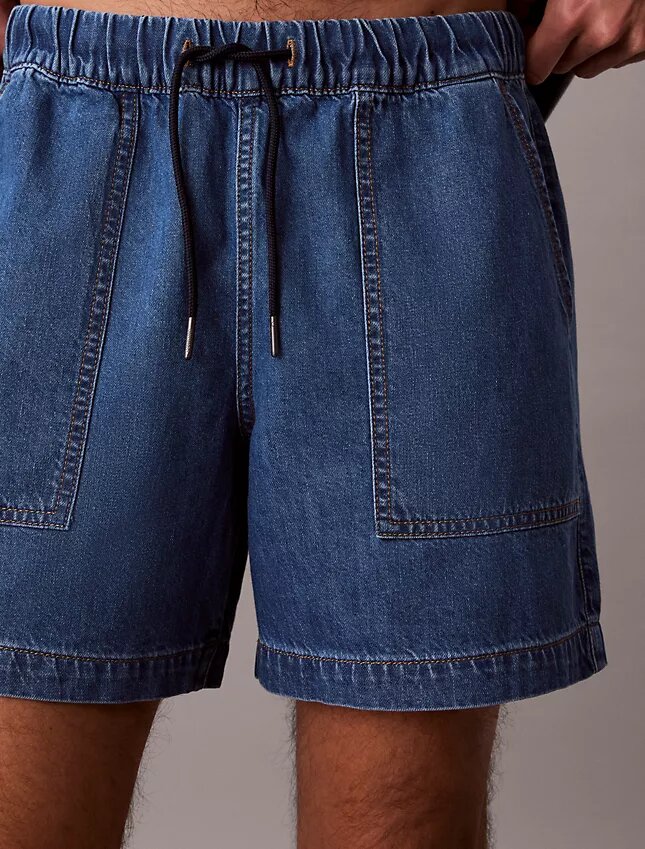 Pantalones cortos Denim de mezcla de lino Pantalones cortos Denim de mezcla de lino