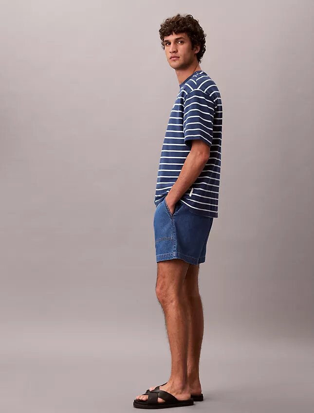 Pantalones cortos Denim de mezcla de lino Pantalones cortos Denim de mezcla de lino