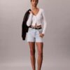 Pantalones cortos Denim midi de talle alto Pantalones cortos Denim midi de talle alto