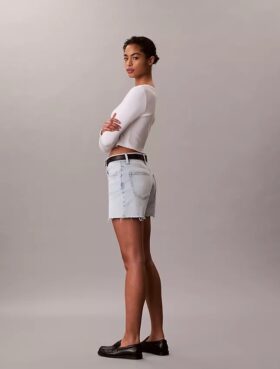 Pantalones cortos Denim midi de talle alto