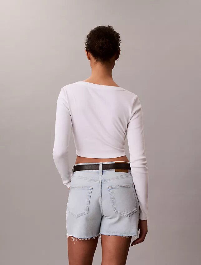 Pantalones cortos Denim midi de talle alto Pantalones cortos Denim midi de talle alto