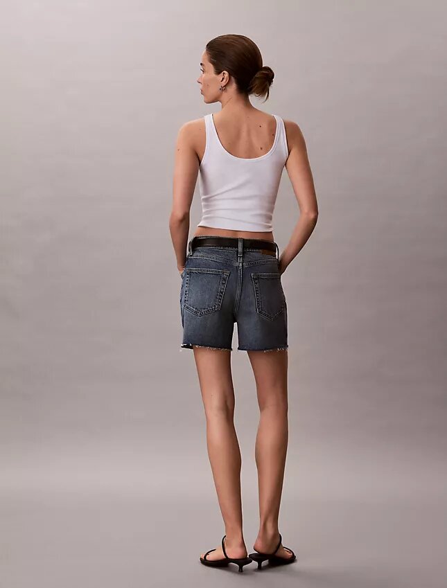 Pantalones cortos Denim midi de talle alto Pantalones cortos Denim midi de talle alto