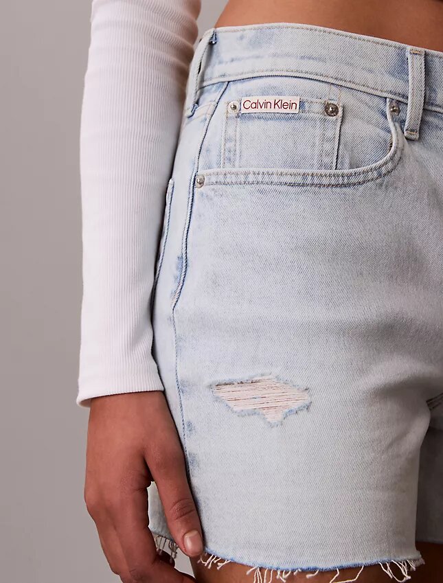 Pantalones cortos Denim midi de talle alto Pantalones cortos Denim midi de talle alto